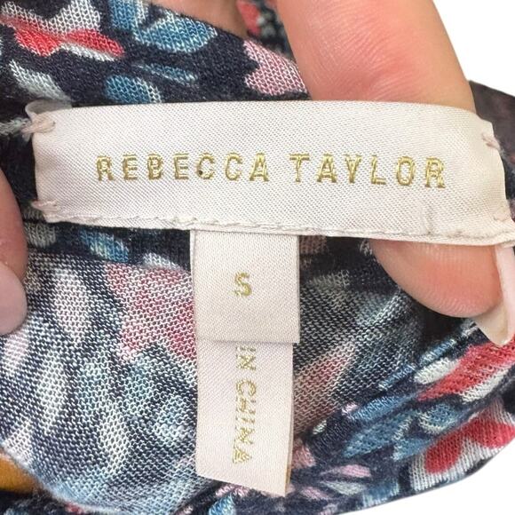 Rebecca Taylor Blue Red Floral Long Sleeve Mock Neck Stretch Zip Up Mini Dress - Picture 10 of 12